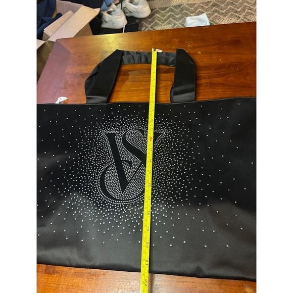 Victoria's Secret Tote Bag Black Bling Rhinestone VS logo Carryall Travel NWT - Picture 10 of 12